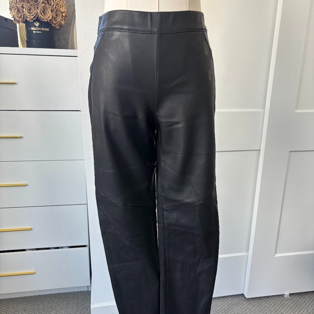 FREE PEOPLE Pants Women's Size 25 Black Faux Leather Straight Leg Trouser Pants